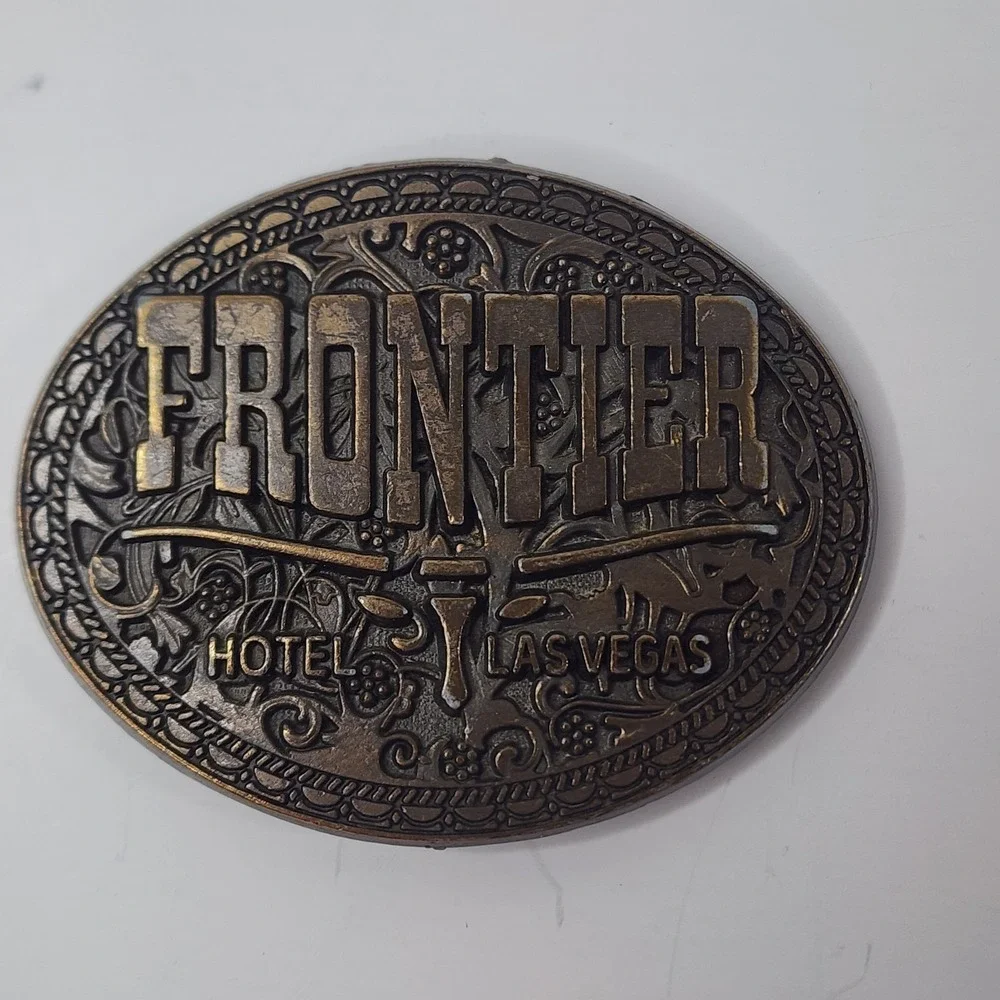 Vintage Frontier Hotel Casino Las Vegas Vintage Belt Buckle Texas Longhorn Steer